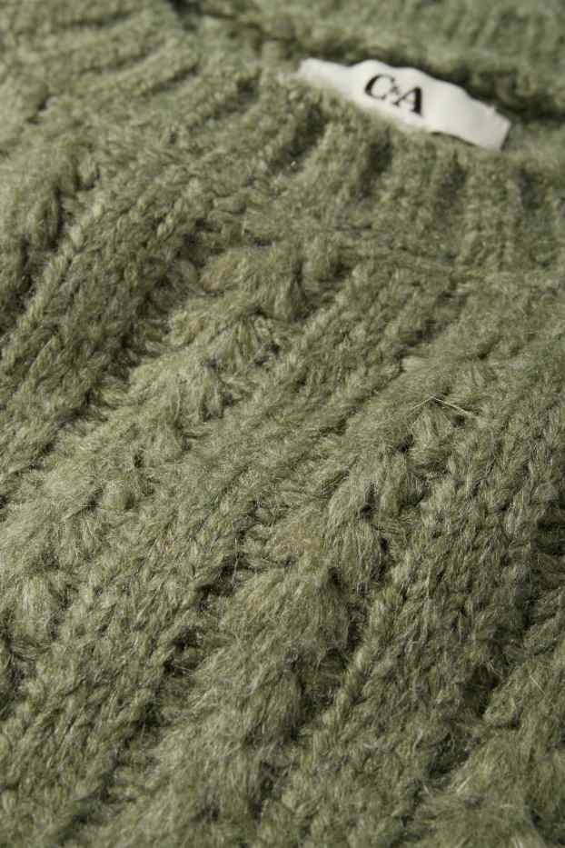 Women - Jumper - cable knit pattern - green