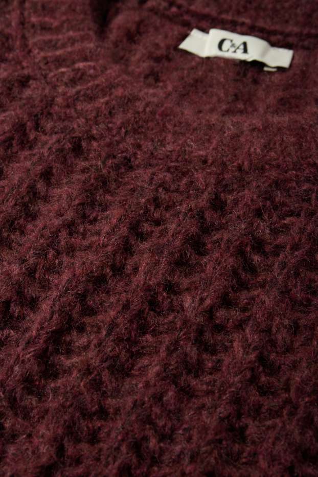 Dámské - Svetr - žebrovaný - bordeaux