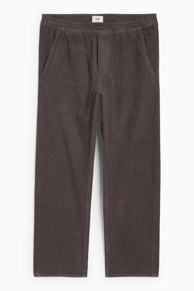 Hommes - Pantalon en velours côtelé - relaxed fit - gris