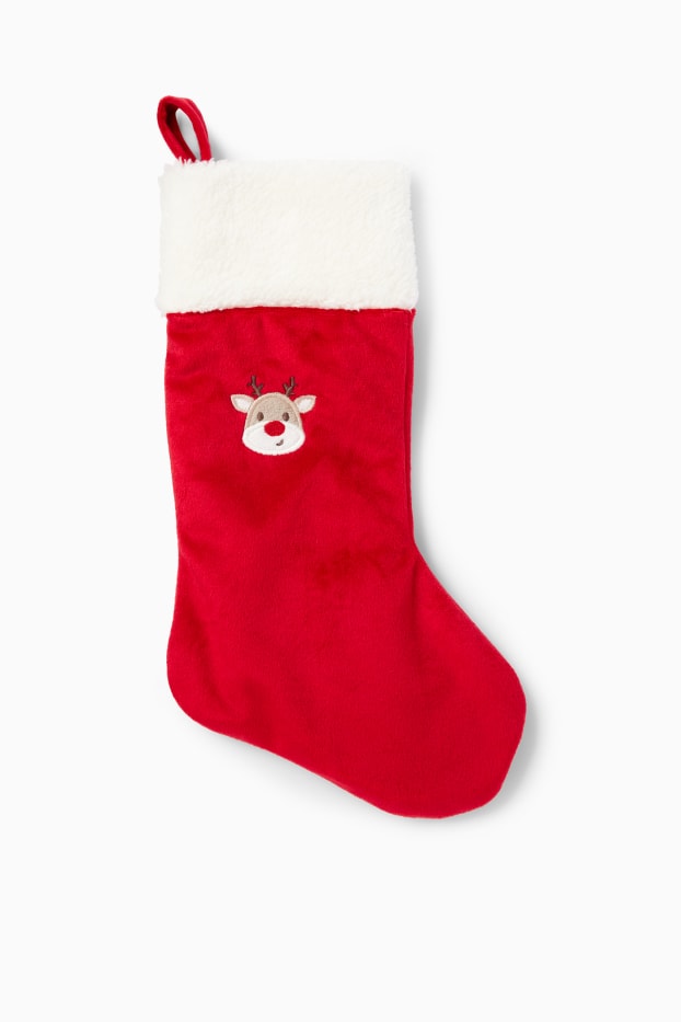 Unisex - Rentier - Baby-Weihnachtsstrumpf - rot