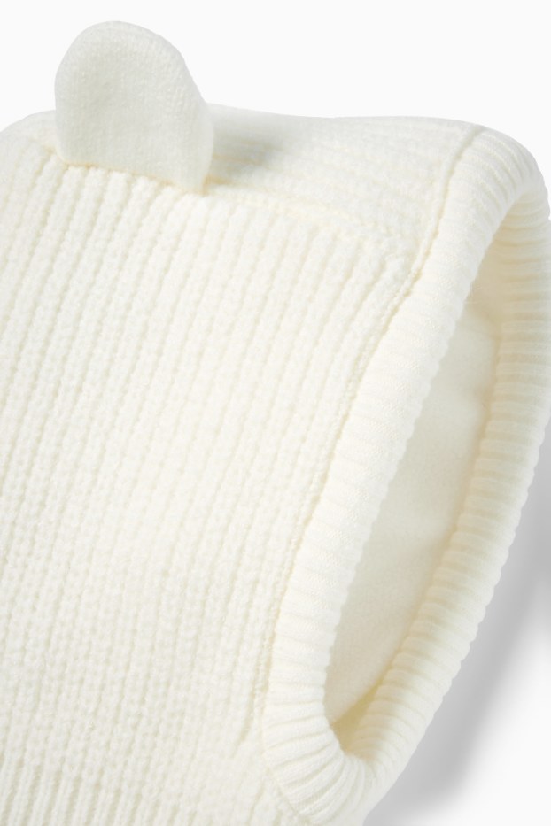 Baby Girls - Baby balaclava - ribbed - white