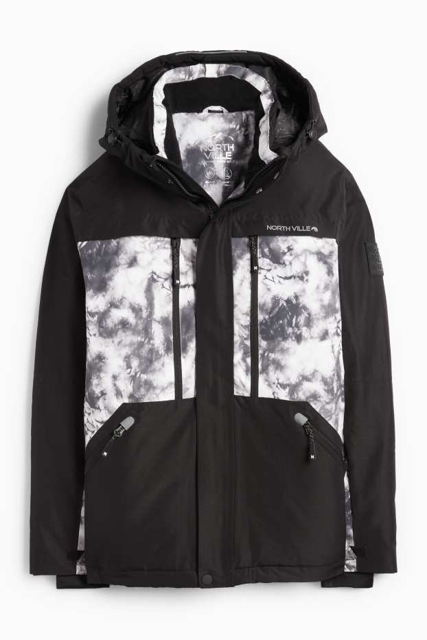 Kinderen: jongens - Ski-jas met capuchon - waterdicht - zwart