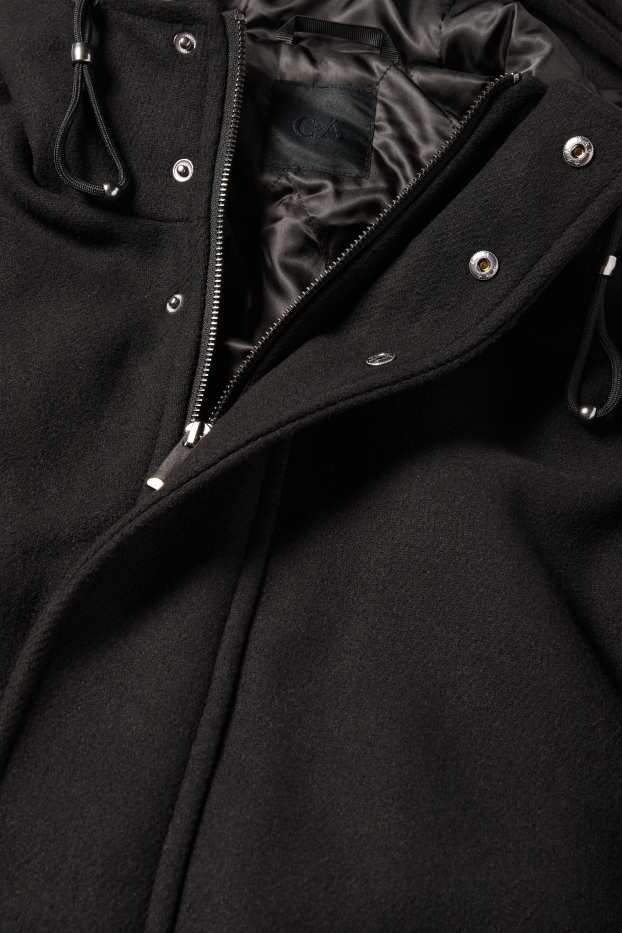 Uomo - Parka con cappuccio - foderato - nero