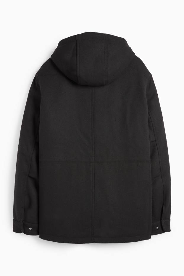 Uomo - Parka con cappuccio - foderato - nero
