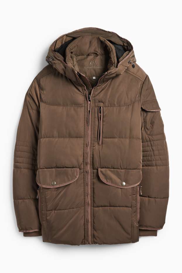 Herren - Stepp-Parka mit Kapuze - dunkelbraun