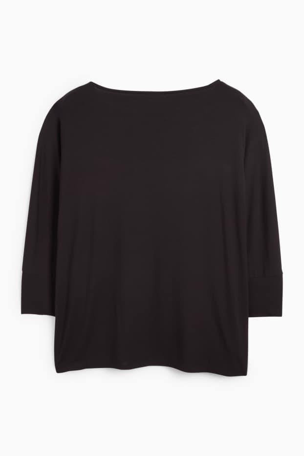 Damen - Basic-Langarmshirt - Regular Fit - schwarz