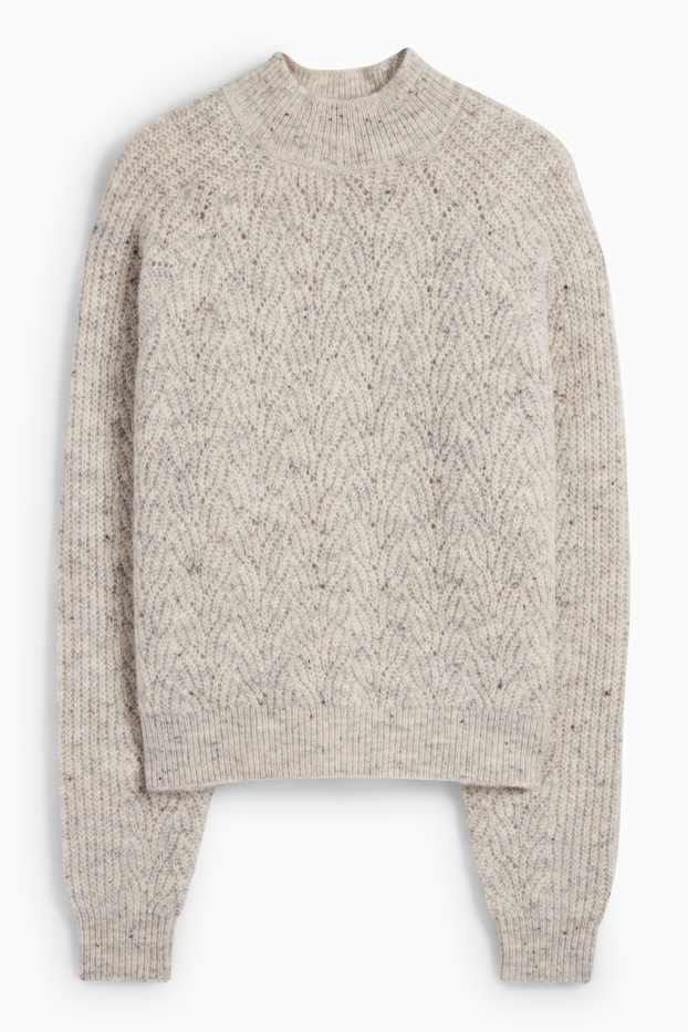 Women - Jumper - cable knit pattern - gray