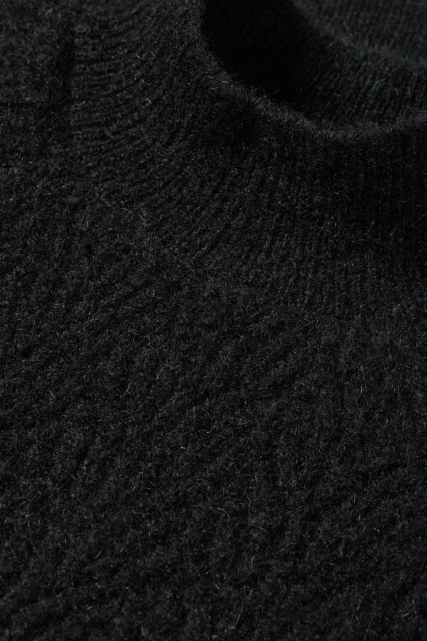 Femei - Pulover - cu torsade - negru