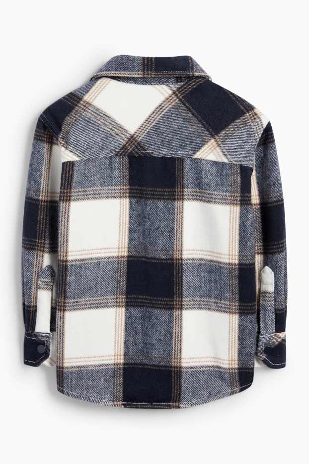 Kinder Buben - Flanell-Hemdjacke - kariert - dunkelblau
