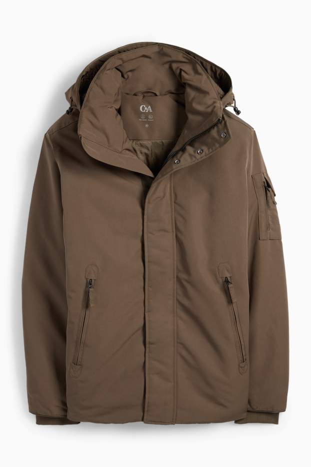 Herren - Jacke mit Kapuze - gefüttert - wasserabweisend - braun