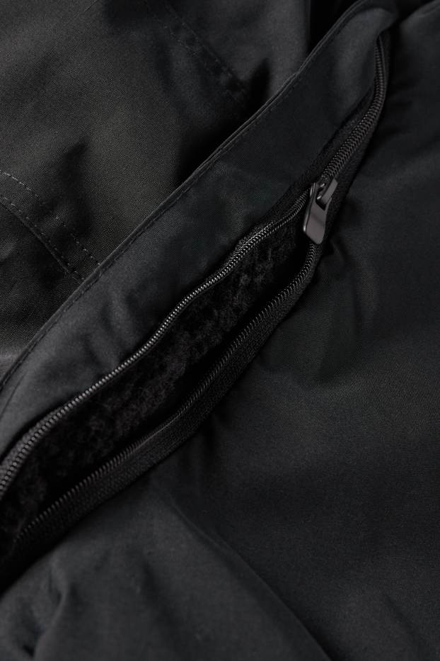 Herren - Jacke mit Kapuze - gefüttert - wasserabweisend - schwarz