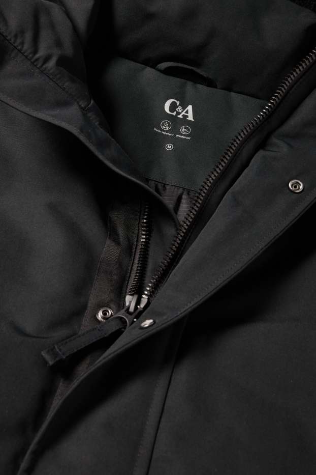 Herren - Jacke mit Kapuze - gefüttert - wasserabweisend - schwarz