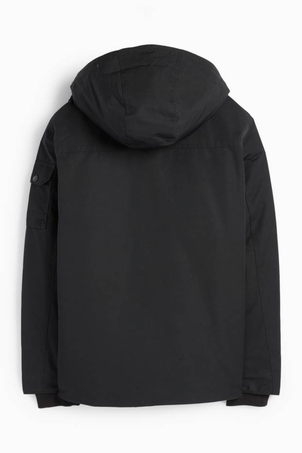 Herren - Jacke mit Kapuze - gefüttert - wasserabweisend - schwarz