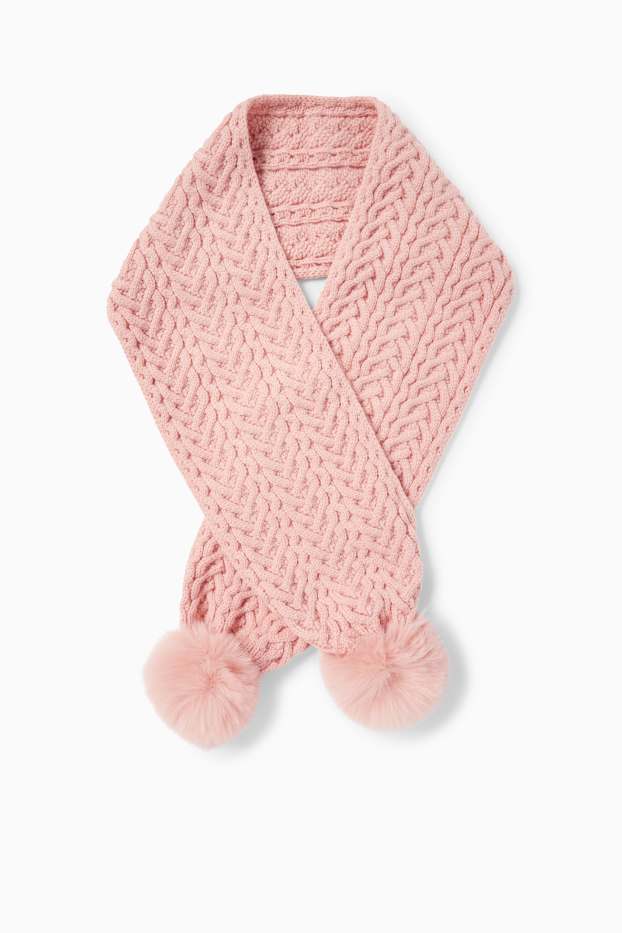 Kinder Mädchen - Schal - Zopfmuster - rosa