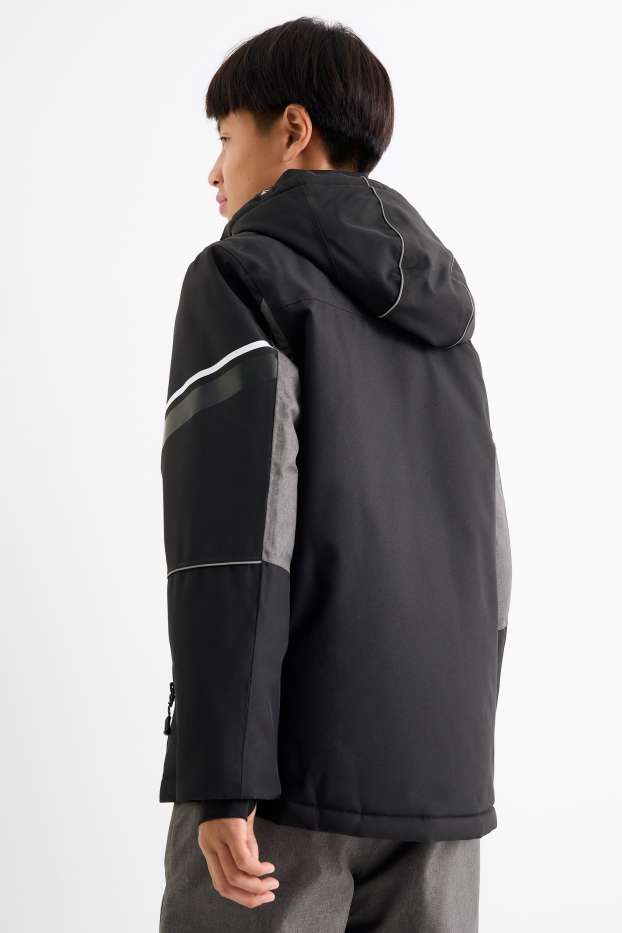 Children Boys - Ski jacket with hood - waterproof - black