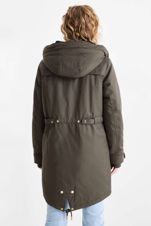 Women - Parka with hood - lined - green