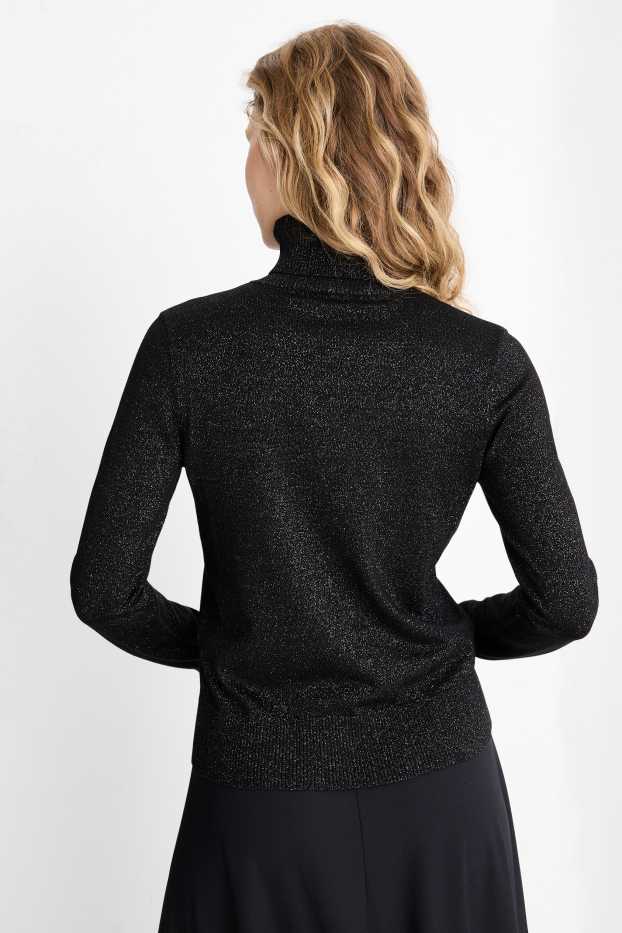 Damen - Rollkragenpullover - schwarz