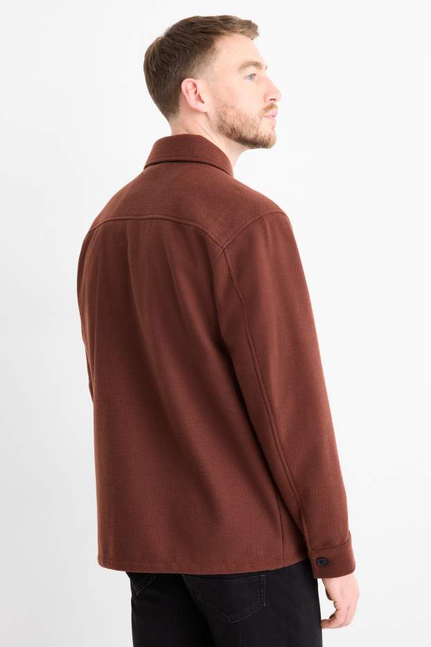 Men - Shirt - relaxed fit - kent collar - brown
