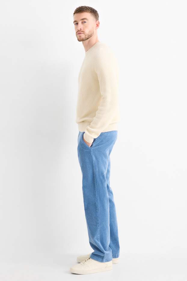 Uomo - Pantaloni chino in velluto - regular fit - azzurro