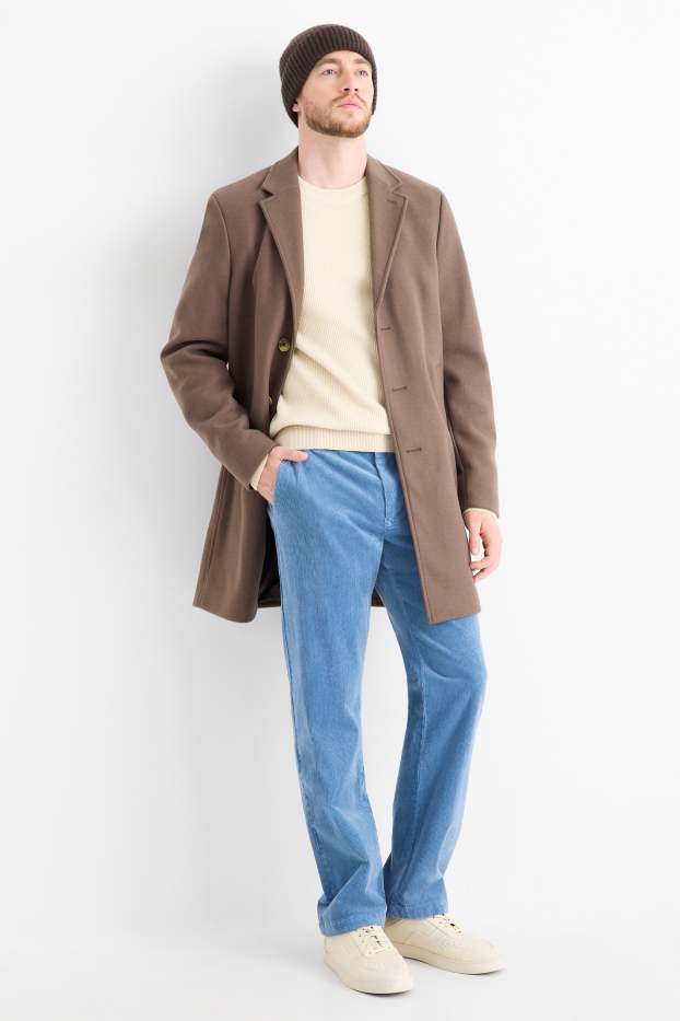 Uomo - Pantaloni chino in velluto - regular fit - azzurro
