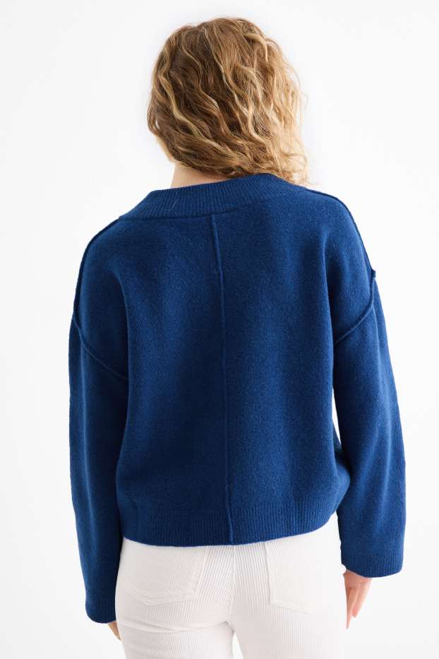 Mujer - Jersey con escote en pico - azul oscuro