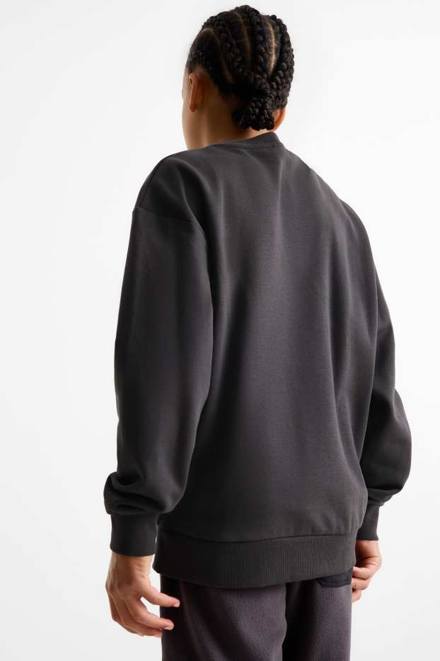 Kinder Jungen - Snowboard und Waschbär - Sweatshirt - dunkelgrau