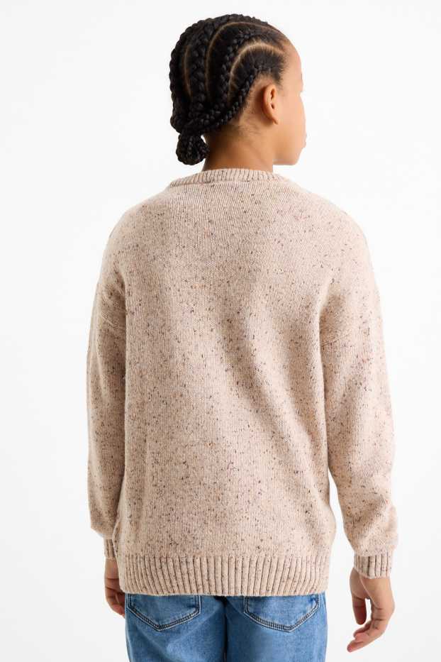 Enfants garçons - Teddy bear - pull de Noël - beige chiné
