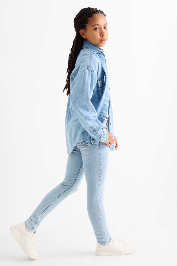 Dzieci dziewczynki - Skinny jeans - LYCRA® - dżins-jasnoniebieski