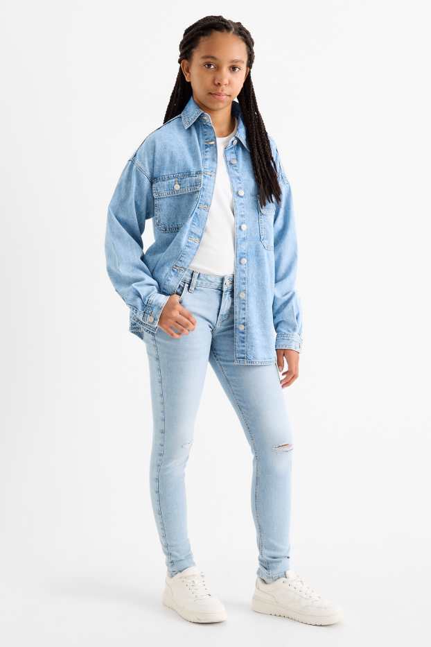 Dzieci dziewczynki - Skinny jeans - LYCRA® - dżins-jasnoniebieski