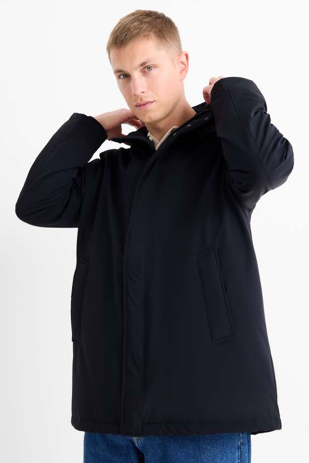 Hommes - Parka à capuche - finition doublée - finition déperlante - noir