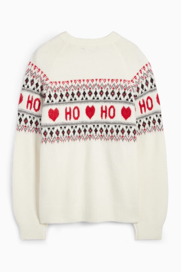 Damen - Weihnachtspullover - HoHoHo - cremeweiss