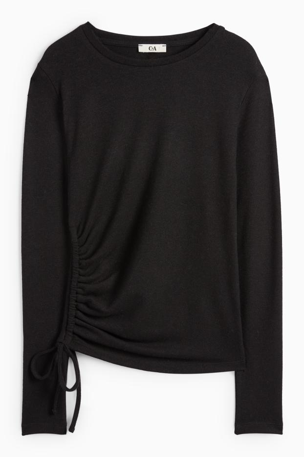 Damen - Langarmshirt - Slim Fit - schwarz