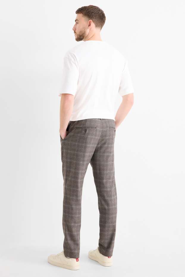 Men - Chinos - tapered fit - check - gray-brown