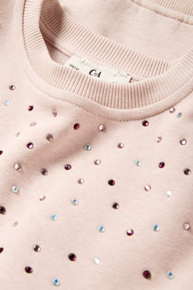 Kinder Mädchen - Sweatshirt mit Strasssteinen - rosa