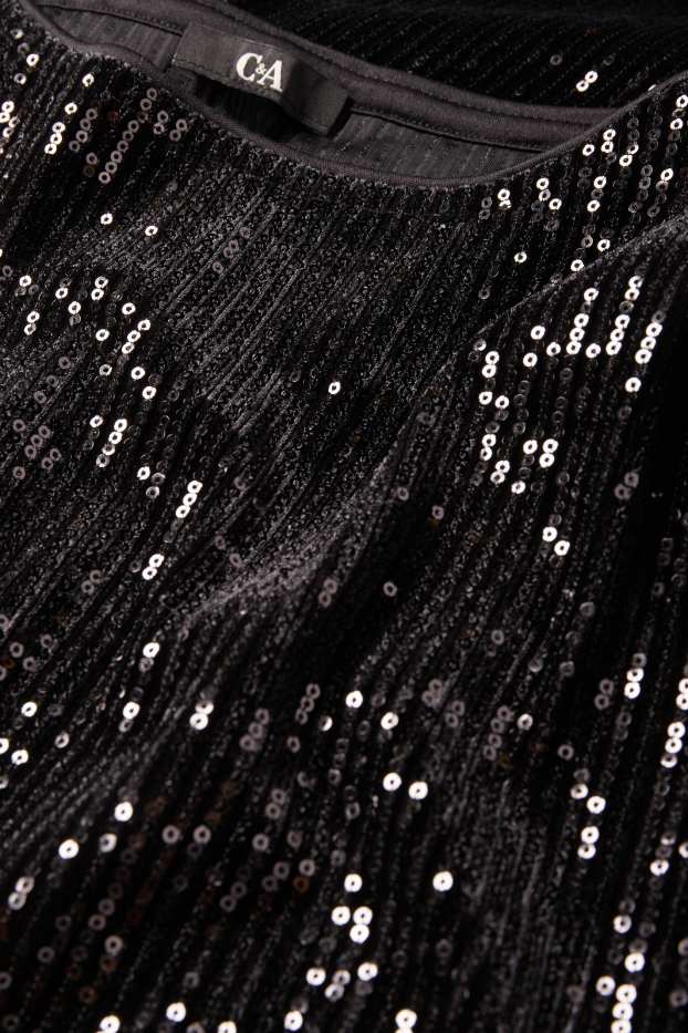 Damen - Pailletten-Bodycon-Kleid - schwarz