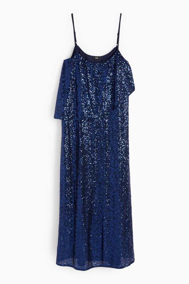 Mujer - Vestido de lentejuelas - straight fit - azul oscuro