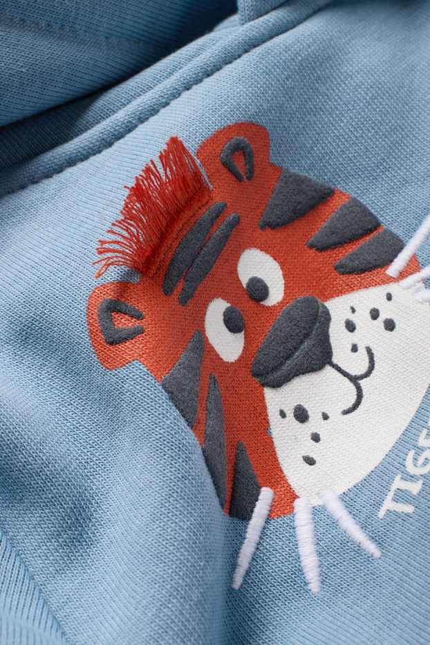 Kinderen: jongens - Dinosaurus, tijger en voertuigen - hoodie - blauw
