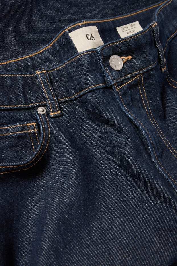 Women - Wide leg jeans - low-rise waist - denim-dark blue