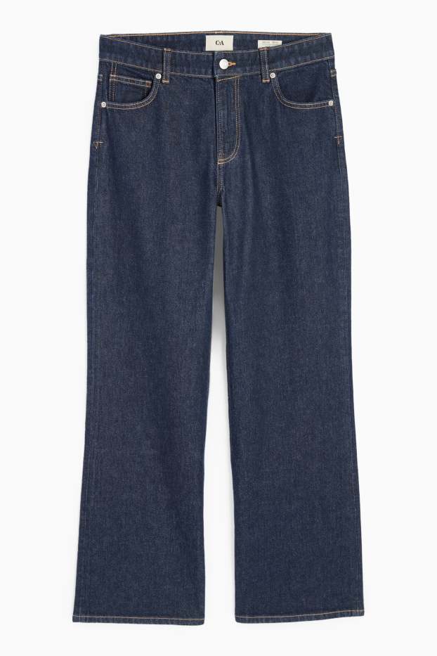 Women - Wide leg jeans - low-rise waist - denim-dark blue