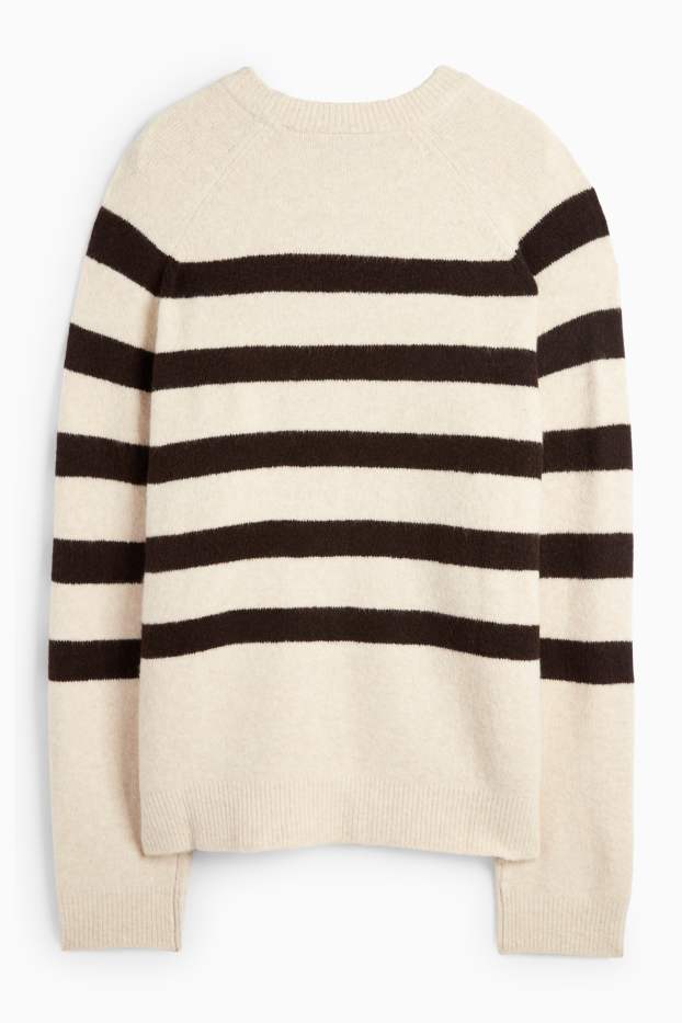 Women - Jumper - striped - brown / beige