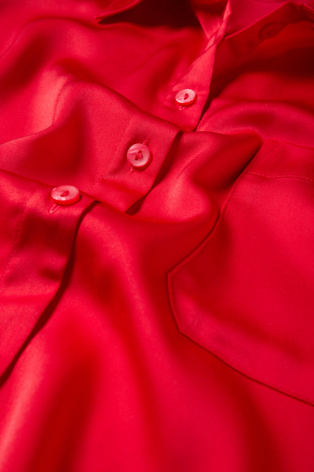 Damen - Satin-Bluse - rot