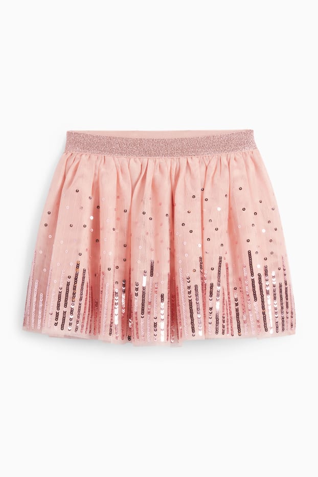Kinder Mädchen - Pailletten-Rock - rosa