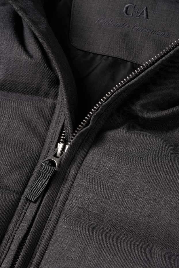 Herren - Steppjacke mit Kapuze - wasserabweisend - dunkelgrau