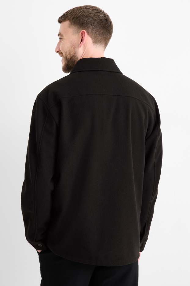 Heren - Overhemd - relaxed fit - kent - zwart