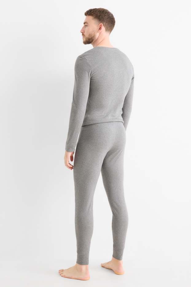 Herren - Lange Unterhose - gerippt - grau