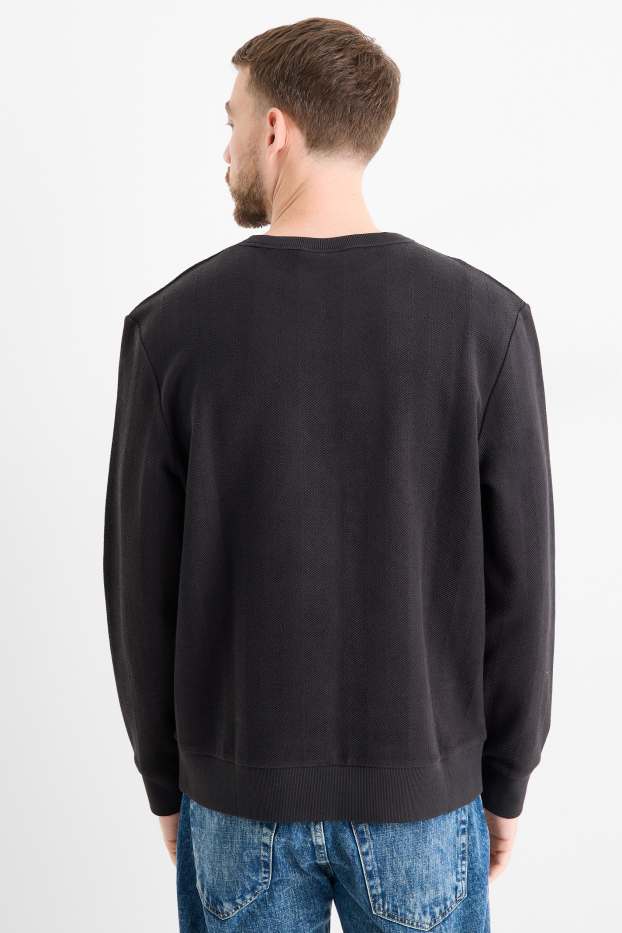 Herren - Sweatshirt - strukturiert - schwarz