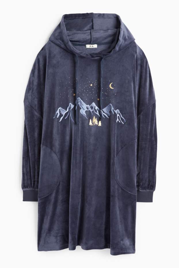 Femei - Pătură tip hanorac - albastru închis