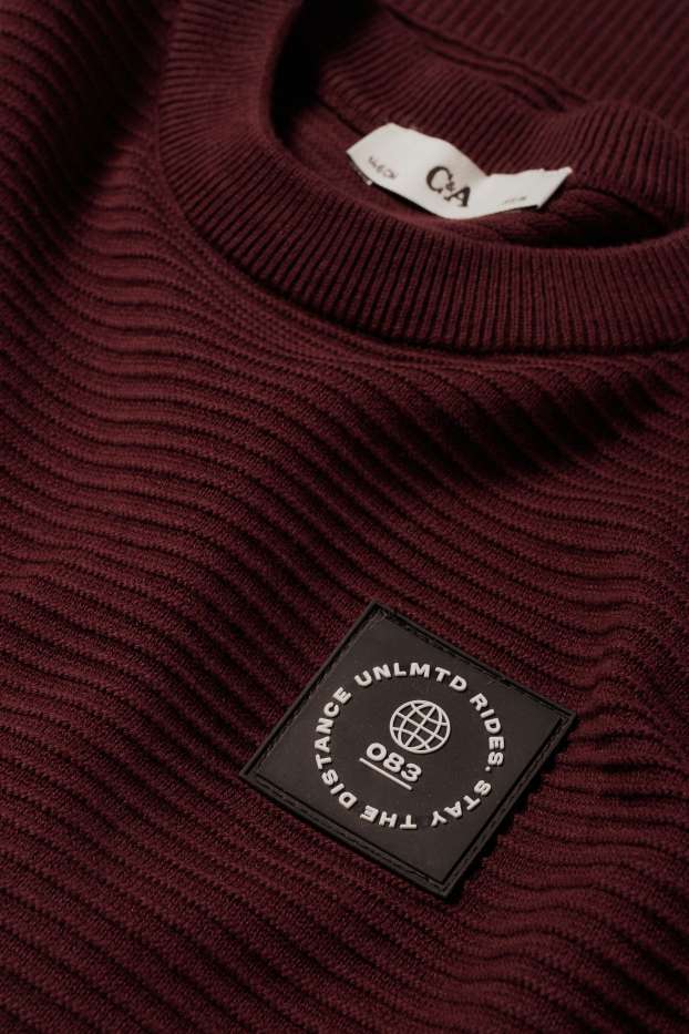 Kinder Buben - Pullover - gerippt - bordeaux