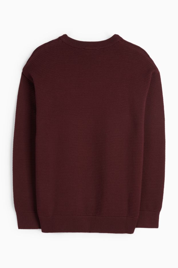 Kinder Buben - Pullover - gerippt - bordeaux