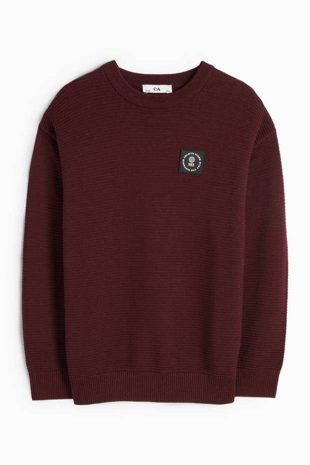 Kinder Buben - Pullover - gerippt - bordeaux